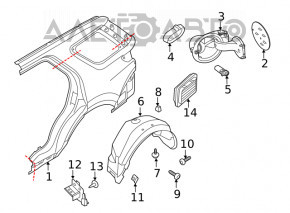 Aripa spate dreapta a un sfert Ford Explorer 11-19.