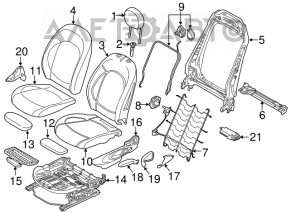 Пассажирское сидение Mini Cooper F56 3d 14- без airbag, черн кожа