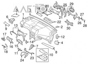 Torpedo panoul frontal fără AIRBAG Subaru Impreza 17- GK piele, neagră