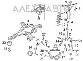 Цапфа со ступицей задняя левая Jeep Grand Cherokee WK2 11-15