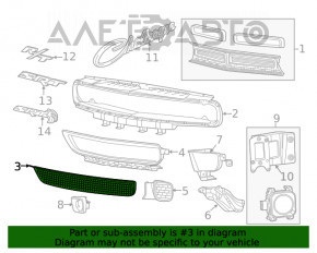 Grila inferioară a bara de protecție față pentru Dodge Challenger 15-19, nouă, originală