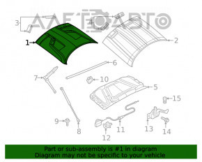 Capota goală a Dodge Challenger 15-19 restilizat, cu prize de aer laterale, grafit PAU, fabricată.