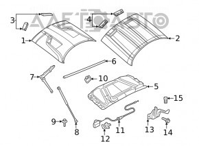 Capota goală a Dodge Challenger 15-19 restilizat, cu prize de aer laterale, grafit PAU, fabricată.