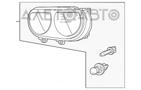 Far dreapta față goală Dodge Challenger 15-19 restilizat halogen