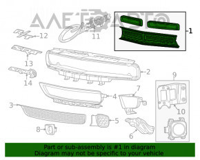 Решетка радиатора grill с обрамлением Dodge Challenger 15-19 рест хром, с эмблемой