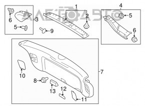 Capacul portbagajului inferior al usii Mitsubishi Outlander Sport ASX 10- negru, zgâriat, fără capac.