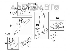 Capacul pragului din spate dreapta pentru Mitsubishi Outlander Sport ASX 10, negru, uzat.