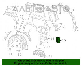 Уплотнитель арки крыла зад левый Jeep Grand Cherokee WK2 11-21 на кузове