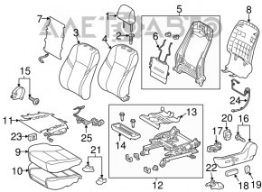 Водительское сидение Toyota Avalon 13-18 без airbag, электро, кожа черн, без накладки