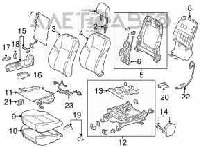 Scaun de pasager Toyota Avalon 13-18 fără airbag, electric, încălzire, ventilație, piele neagră, uzată.