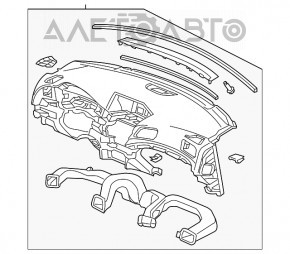 Torpedo fără airbag frontal pentru Acura ILX 13-17, negru.