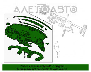 Torpedo fără airbag frontal pentru Acura ILX 13-17, negru.