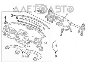 Torpedo fără airbag frontal pentru Acura ILX 13-17, negru.