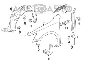 Bara de protecție față stânga Acura ILX 13-15 pre-restilizare