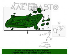 Фара передняя правая в сборе Acura ILX 13-15 дорест ксенон