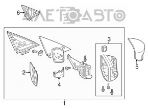 Oglindă laterală stângă Acura ILX 13-17, 5 pini, grafit