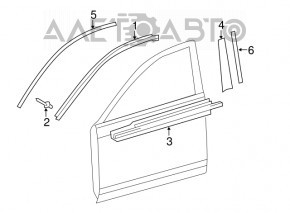 Moldură ușă-sticlă față centrală stânga Toyota Camry v50 12-14 SUA plug