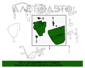 Capacul ușii spate stânga Chevrolet Equinox 10-17 negru cu inserție de piele gri, cotier de cauciuc.