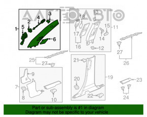 Capacul amortizorului frontal stânga Chevrolet Equinox 10-17 gri pentru claxon, pentru curățare chimică.