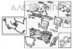 Consola centrală cu cotieră și suporturi pentru pahare din piele neagră pentru Chevrolet Equinox 10-17, zgârieturi.