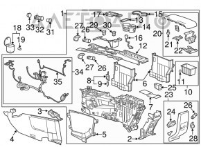 Consola centrală cu cotieră și suporturi pentru pahare din piele neagră pentru Chevrolet Equinox 10-17, zgârieturi.