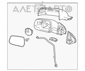 Зеркало боковое левое GMC Terrain 10-14 5 пинов, подогрев, синее