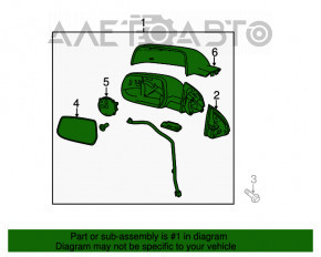 Зеркало боковое левое Chevrolet Equinox 10-14 5 пинов, подогрев, черн 565Q