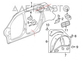 Aripa spate dreapta Chevrolet Equinox 10-17 ruptă.