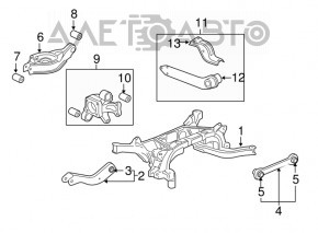 Maneta transversală spate dreapta Chevrolet Equinox 10-17, superioară, ruginită.