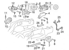 Pernele motorului stâng GMC Terrain 10-17 sunt crăpate.