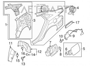 Aripa spate dreapta Hyundai Sonata 11-15 argintie, completă