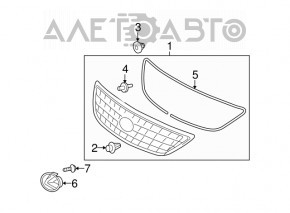 Решетка радиатора grill Lexus RX400h 06-09 оторван угол, вздулся хром