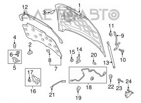 Suportul de capotă stânga pentru Ford Fusion mk5 13-16, nou, neoriginal.