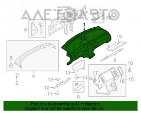 Panoul frontal al torpilei fără AIRBAG Ford Flex 09-19 bej.