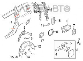 Corpul capacului rezervorului de combustibil Ford Flex 09-19 este rupt.