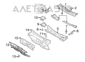 Grila stergatoarelor de plastic pentru Ford Flex 09-19 are fixările rupte.