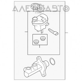 Cilindrul principal de frână cu rezervor pentru lichid de frână Ford Flex 09-12 pre-restilizare.