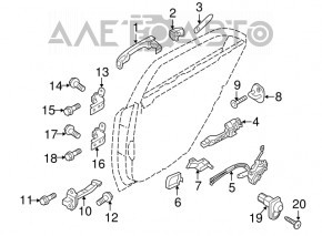 Limitatorul ușii din spate stânga pentru Hyundai Elantra UD 11-16, nou, original OEM