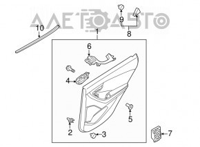 Cartela tapiterie usi spate dreapta Hyundai Elantra UD 11-13 dorest bej, insertie din piele cu perforatii, cotiera din piele, incalzita, zgarieturi