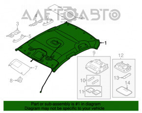 Acoperirea tavanului Hyundai Elantra UD 11-13, fara plafon panoramic, gri.