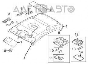 Tapiserie tavan Hyundai Elantra UD 11-13, fara plafon panoramic, gri.