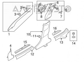 Capacul stâlpului central, partea de jos, stânga, Hyundai Elantra UD 11-16