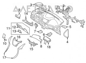 Panoul frontal fără AIRBAG pentru Hyundai Elantra UD 11-13, negru, lovit, zgâriat.