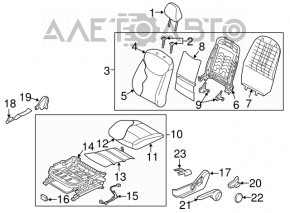 Scaun șofer Hyundai Elantra UD 11-16 fără airbag, manual, material textil gri, necesită curățare.