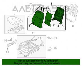 Scaun de pasager Hyundai Elantra UD 11-16 fără airbag, material textil gri, necesită curățare.