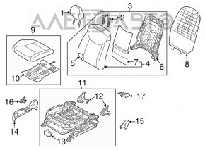 Scaun de pasager Hyundai Elantra UD 11-16 fără airbag, material textil gri.