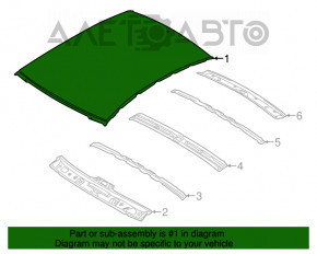 Acoperiș metalic Hyundai Elantra UD 11-16 fără trapă, antenă, tăiată.