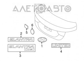 Capac portbagaj emblema ELANTRA Hyundai Elantra UD 11-16 nou original OEM