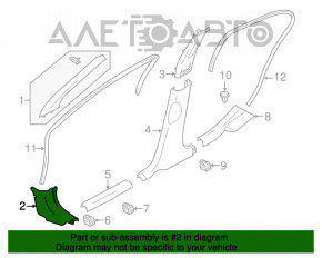 Capacul amortizorului din față, dreapta jos, Nissan Versa 12-19 SUA, negru