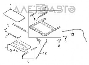 Geam asamblat Infiniti Q50 14- perdea gri